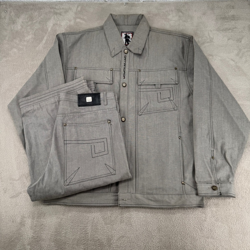 VTG 90s Damani Dada Supreme Hip Hop Outfit Set Jacket Jeans Mens XL Gray Denim